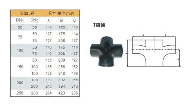 中国 溶接のスケジュール 40 の黒い鋼管の付属品の延性がある鉄のフランジの十字 ASTM DIN 販売のため