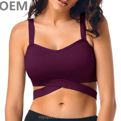 China Anti-Bacterial OEM wrap elastic band woman sports bra hot sexy custom women active wear for sale