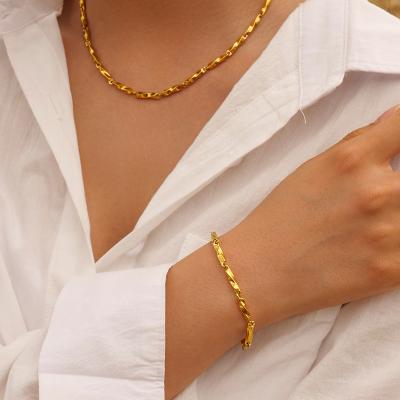 China Europe and America Ins Fashion High Quality Stainless Steel Collarbone Necklace Gold Plating Chains Necklace Jewelry Wholesale for Women for sale