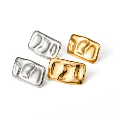 China TRENDY INS Style 18K Gold Plated Silver Color Simple Irregular Rugged Big Square Earrings Gift for Women for sale