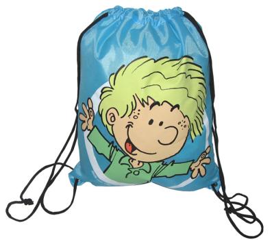 China Promotion Customized Shopping / Sport / Shoes Cartoon Kids Blue Drawstring Bag for sale