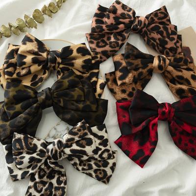 China Deco Hair Clips Spring Clip Hair pin Printed Big Bow Wild Leopard Hairpin Headdress Accessories Hairpins For Women for sale