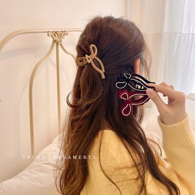 China Deco High Quality Velvet Hair Accessories Hair Bow Hairgrip Women Cute Princess Rhinestones Vintage Hair Clips For Girl for sale