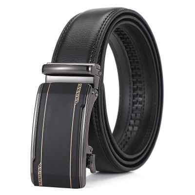 China Trend Adjustable Durable Belts Gold Line Design Automatic Buckles  Hide Leather Custom Western Belt Buckle Belts For Man for sale