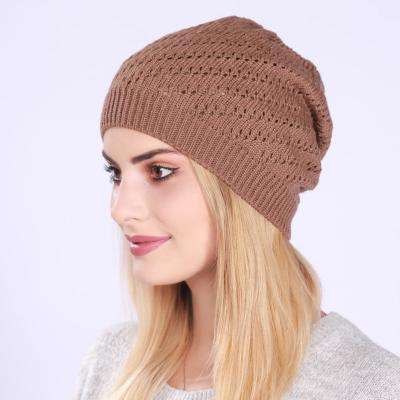 China 54-62cm The New Thin Section Pleated Hollow Design Set Head Cap Men And Women Knitting Wool Warm Outdoor Caps for sale