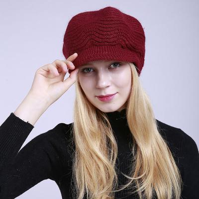 China 54-62cm New Fall And Winter Velvet Fashion Warm Ladies Duck Tongue Hat Knitting Soft Wool Cap Ladies for sale