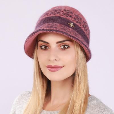 China 52-60cm New Knitted Cap Female Autumn And Winter Mixed Color Fashion Rabbit Wool Line Basin Cap Plus Down Thickening Warm Caps for sale