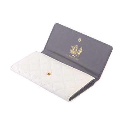 China Eco-friendly Custom Made White Color Private Label Wallet Simple Luxury Women High Folding Purses for sale