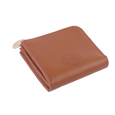 China Eco-Friendly Accept Logo Brown Simple Business Style Customized Mixed Material Leather Zipper Clip Mini Wallets for sale