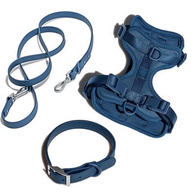 China Custom Breathable Soft Comfort Neoprene Pet Harness Waterproof PVC Dog Collar Leash And Harness Set for sale