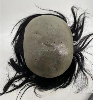 China Factory Price 100% Virgin Human Hair Best Organic Block Toupee Scalp Blast Capacity For Men Ready To Ship Support Customization for sale