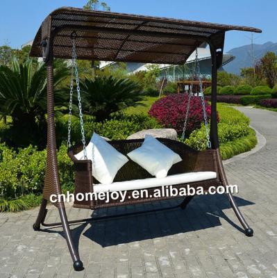 China High Quality Outdoor Furniture 3 Seater Rattan Iron Garden Swing , Outdoor Iron Swing for sale