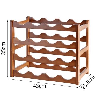 China Other 16-Bottle Wine Rack 4-Tier Nature Wood Wine Display RackFree Standing And Countertop Wine Storage Shelf for sale