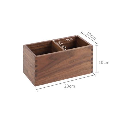 China Viable New Design Office Home School Supplies 2 Compartment Multifunctional Organic Wooden Storage Box for sale