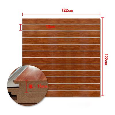 China Wooden MDF Borad Supermarket Slatwall Slot Display Moisture Proof Display Stand Wooden Panels for sale