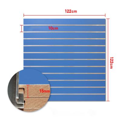 China Moisture proof factory customized 15mm MDF slatwall shelves supermarket decoration slatwall panel for sale