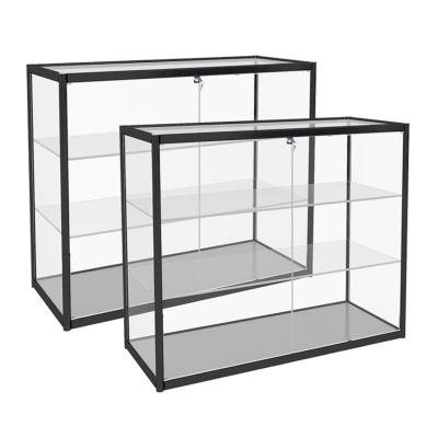 China Supermarkets Metal Frame Lockable Glass Counter Shop Showcase For Retail for sale