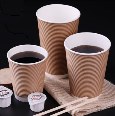 China Wholesale Customized 8oz 12oz 16oz Recyclable Double Wall Paper Corrugated Coffee Mug With Lid for sale