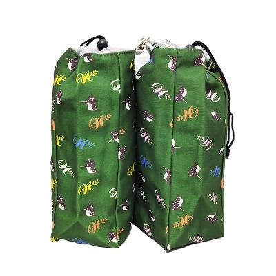 China 2021 durable royal green with creative patterns print individual space with clip golf shoe case portable drawstring bag for golf sport for sale