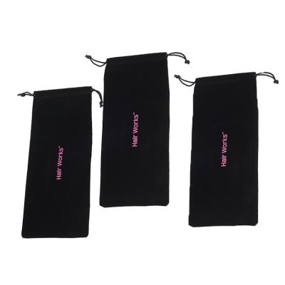 China Good Quality Recyclable Black Velvet Promotion OEM Hair Extension Bags Custom Hair Extensions Packaging Bag Drawstring Bags For Hair for sale