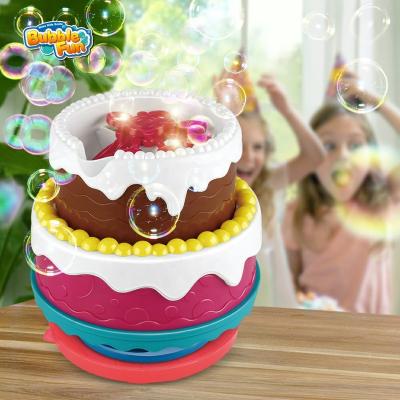 China Lights and Happy Birthday Song Portable Automatic Bubble Machine with Lights and Happy Birthday Song, Celebration Cake Birthday Party Toys for Kids for sale