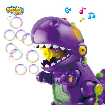 China flashing lights & Sounds effects bump and disappear automatic durable bubble blower, continuous blow bubble from dinosaur mouth, bubble machine for kids light and sound for sale