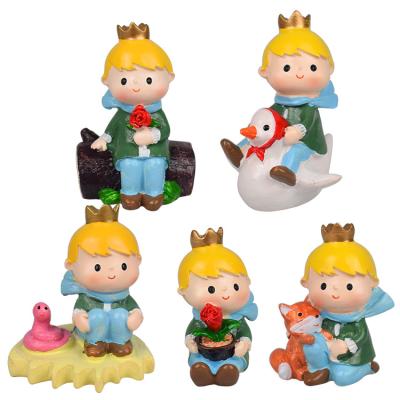 China Resin Fairy Figure Cake Topper Statue Little Prince Ornaments 5pcs/set Prince House Party Cake Decoration 5pcs/set for sale