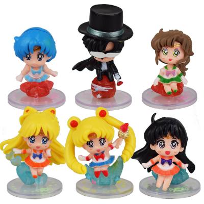 China Figure Cake Topper 6 Pcs/Set Cute Japanese Anime Sailor Moon PVC Toys Birthday Party Cake Decoration Action Number Toys for sale