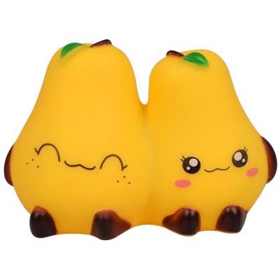 China Fruit Fruit Cute Vinyl Toy Double Fruit Pears Cartoon Figure Cake Decoration Bathing Toys For Water Play for sale