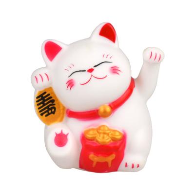 China Figure The Fortune Cat Vinyl Animal Toy/White Cat Figure/OEM Customized Hot Sale Cat Figurine Vinyl For Decoration Cake Topper for sale