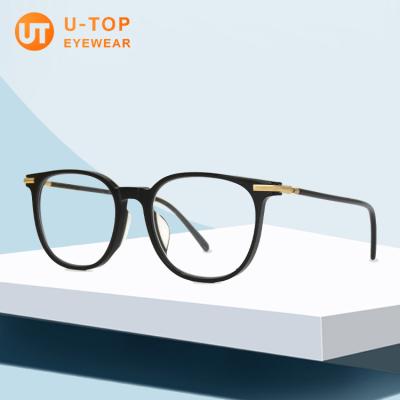 China New Design Optical Glass Acetate Glasses Light Blue Black Frame Over Anti Reading Glass U for sale