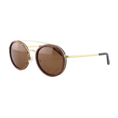 China Retro fashion sunglasses round metal wooden bridge sunglasses wooden sunglasses prepare running for sale