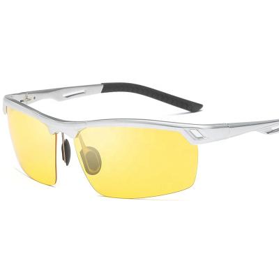 China Yellow Sports Sunglasses Night Vision Driving Sport Cycling Aluminum Sunglasses for sale