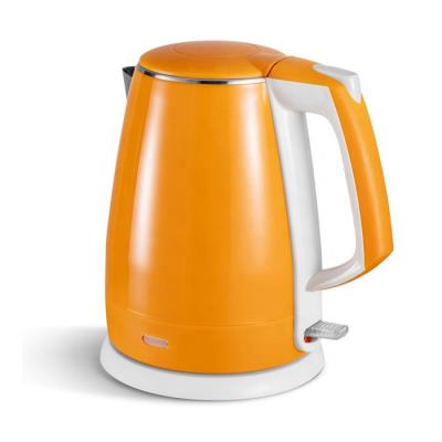 China 360 degree rotation base new design customized 1.8L 304 stainless steel double layer electric tea kettle for home for sale