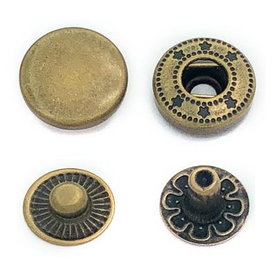 China Viable High Quality Flat Round Platy Clasp Ring Spring 4 Parts Snap Button Snap Fastener For Clothing Garment Coat for sale