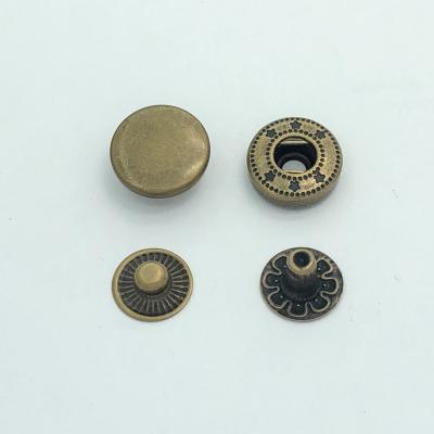 China Sustainable Factory Gold Silver Brass Customized Round 4 Part Custom Spring Metal Snap Button for sale