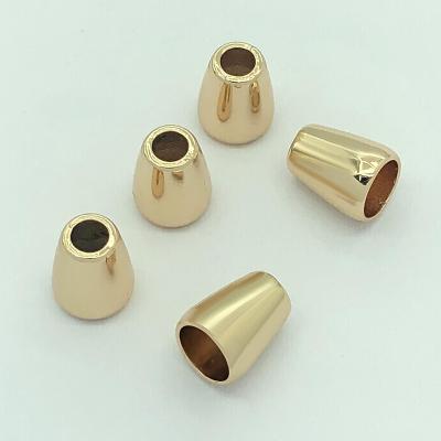 China New Gold Alloy Metal Cord End Cord End Nickel Free Waterproof Empty Stopper For Swimwear for sale