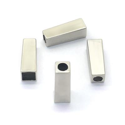 China Factory Wholesale Color Rope Stopper Metal Silver Rectangle Rope Lock End Stopper Nickel Free for sale