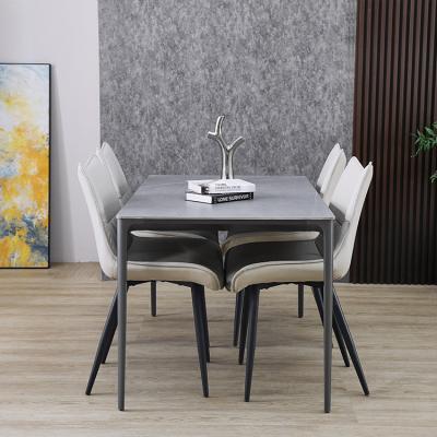 China Strong 2023 Hot Seller Stainless Steel Strong Leg Marble and Sintered Stone Table Top Dining Table Set for sale