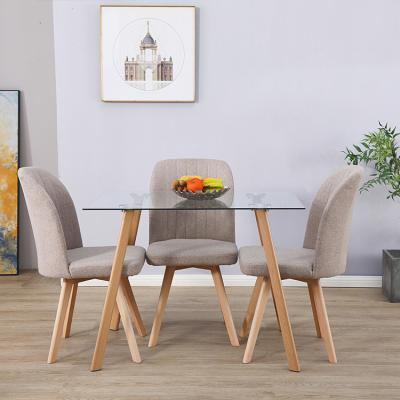 China Rectangle modern home furniture restaurant dinning room tables and chairs sets glass kitchen dining table set for 4 seater for sale