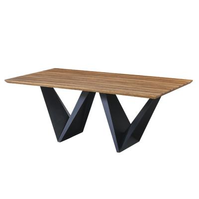 China Modern langfang living room furniture iron legs dining room table large mdf wood square rectangular dining table for 8 for sale