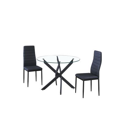 China Modern Italian design black dining glass dining table coffee table set modern dining table set for sale