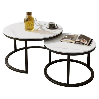 China Convertible Wholesale nordic marble white coffee table Italian light luxury round coffee table set marble center table for sale