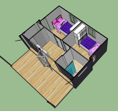 China Wind-bestand het Leven 20ft Containerhuis met Vouwbaar Sta-caravan Te koop