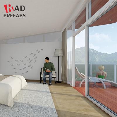 China Rad modulaire luxe airbnb prefabriceerde de stijl prefab drijvende chalet geprefabriceerde sta-caravan van het eilandhotel Te koop