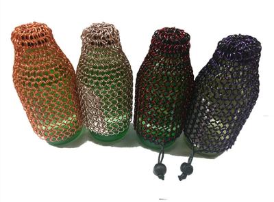 China Bolso modificado para requisitos particulares de la botella de vino de la malla del anillo del metal del anillo de Chainmail de la aleación de aluminio en venta