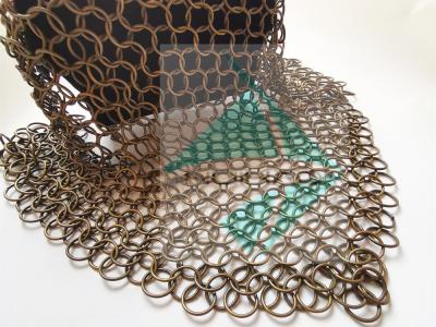 China 2mm 20mm Chainmail Weave Wire Antique Copper Metal Ring Mesh Is For Partition Curtain Drapery Decoration for sale