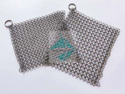 China 6 van het Roestvrije staalchainmail van“ X 8“ de Gaszuiveraar, het Materiële Chainmail Weefsel Ring Cast Iron Pan Cleaner van SUS316 Te koop