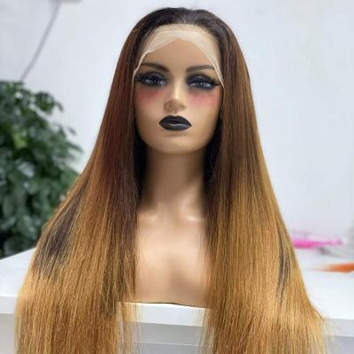 China Olahair13*4 Straight Lace Front Straight Wigs Black And Red Color 100% Human Hair Wigs Cutical Aligned Hair for sale