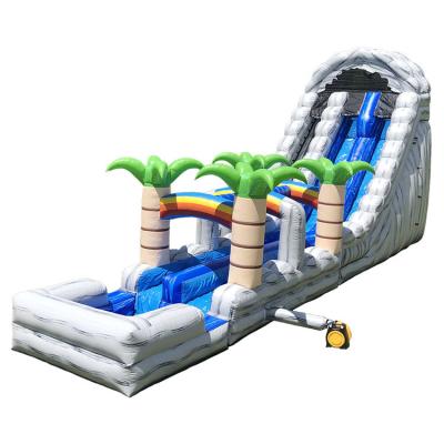 China Cheap Inflatable Water Slides 24'H Triple Lane Tropical Giant Water Slides For Adults for sale